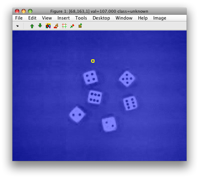 Dice RGB image showing first band.